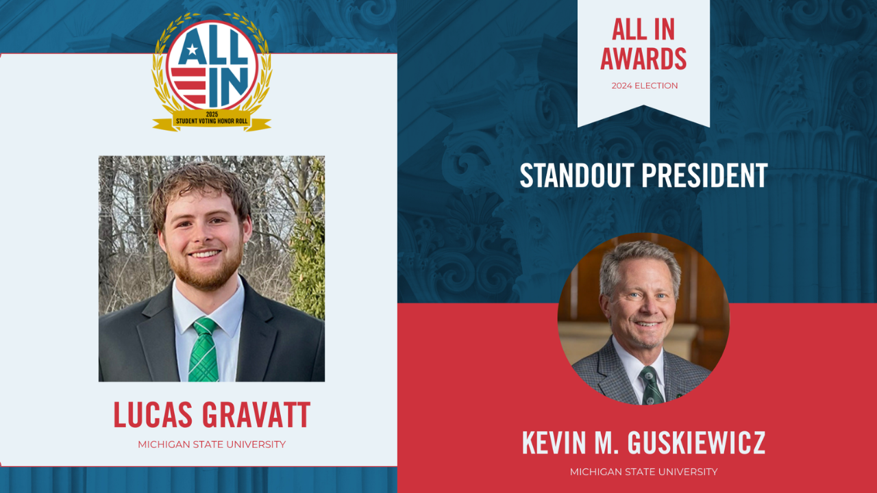 MSU President, Student Recognized for Democratic Participation Efforts on Campus
